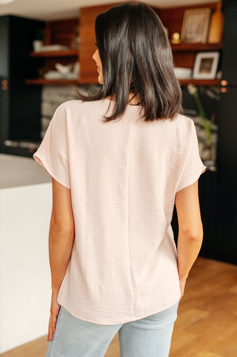 Frequently Asked Questions V-Neck Top in Blush - Kayes Boutique