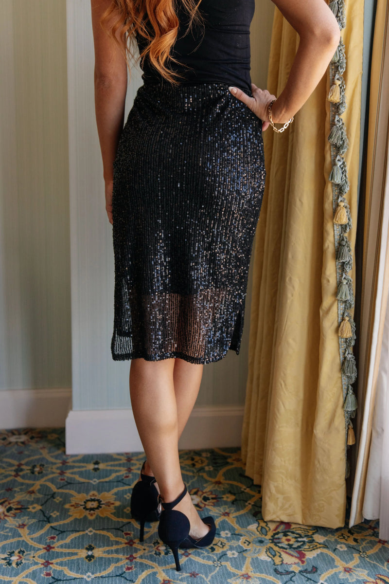 Gilded Age Sequin Skirt in Black - Kayes Boutique