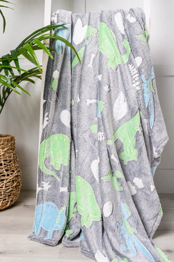 Glow in the Dark Blanket in Dinosaurs - Kayes Boutique