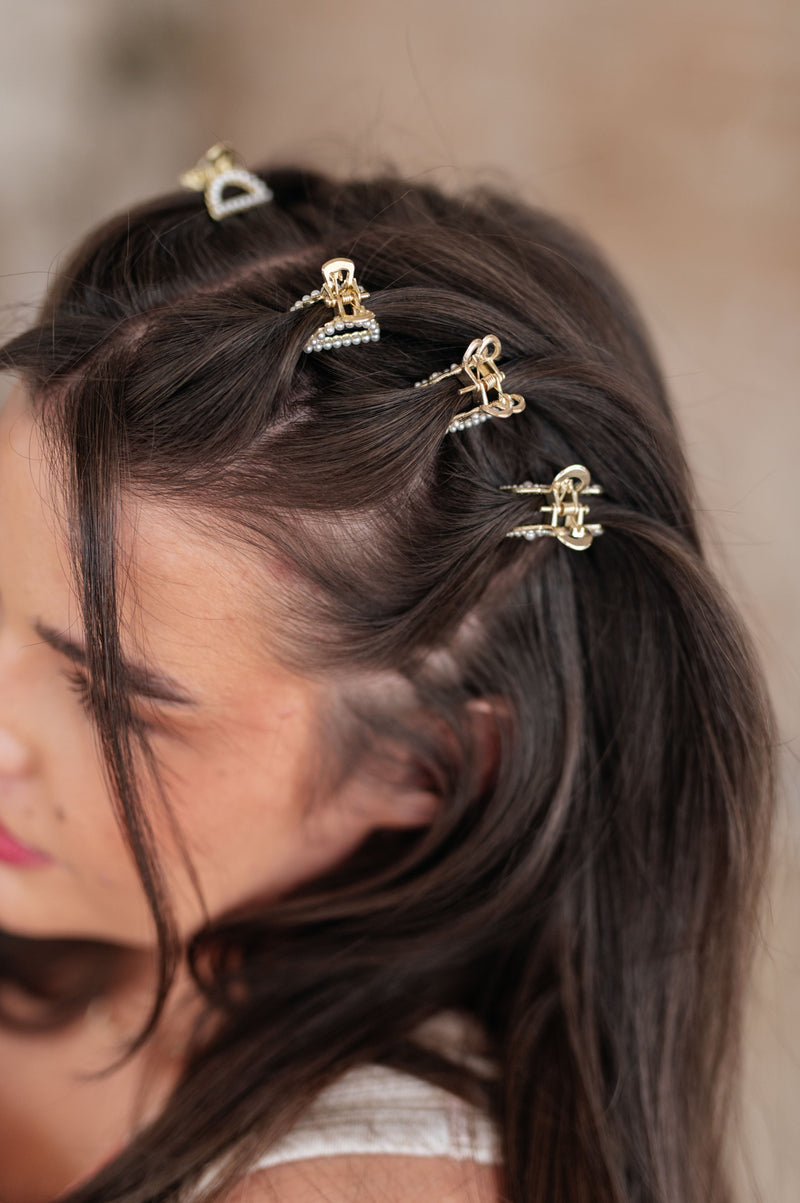 Gold & Pearl Mini Hair Clips Set of Three - Kayes Boutique