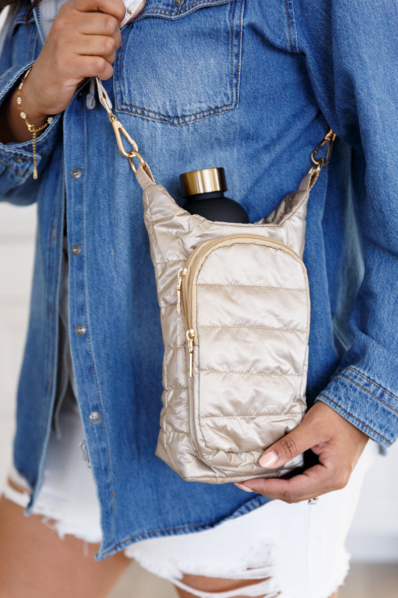 Gotcha Girl Puffer Tumbler Tote in Gold - Kayes Boutique