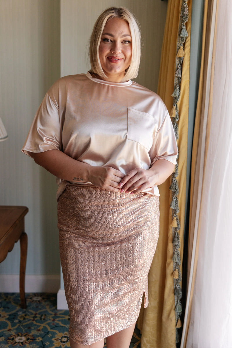 Gilded Age Sequin Skirt in Champagne - Kayes Boutique