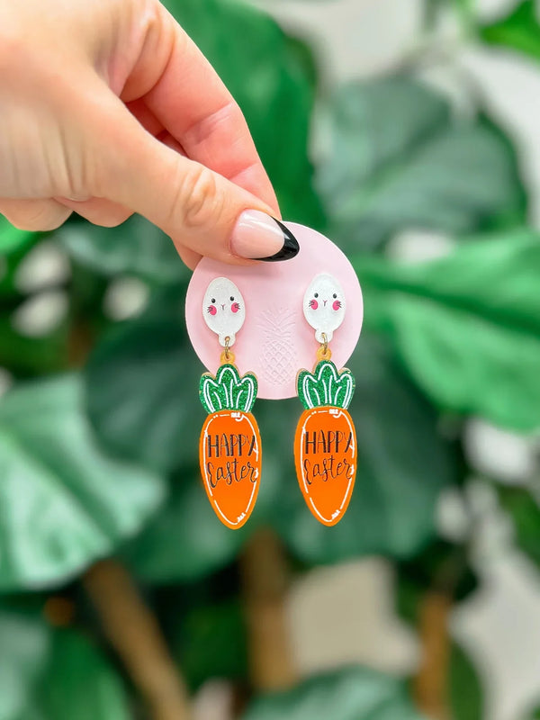 PREORDER: Happy Easter Carrot Dangle Earrings - Kayes Boutique