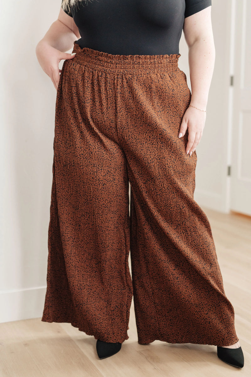 Harmony High Rise Wide Leg Pants in Brown - Kayes Boutique