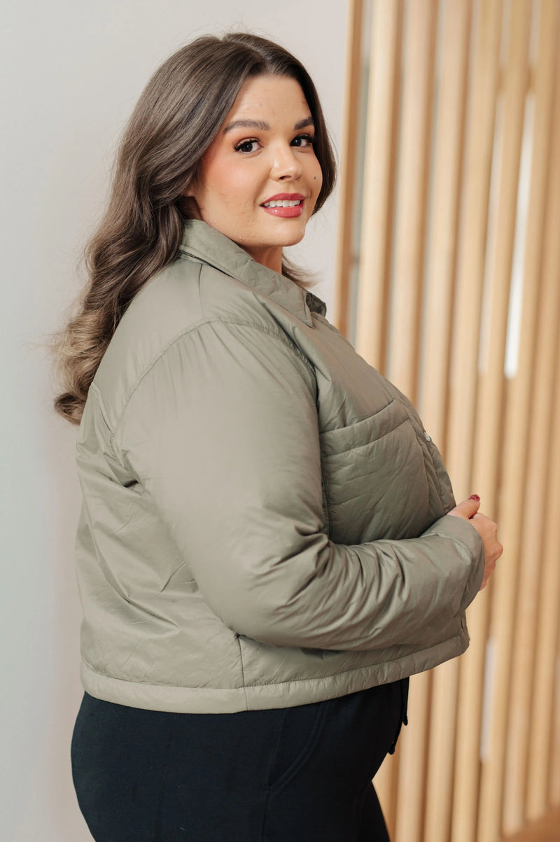 Hear Me Out Lightweight Puffer Jacket in Olive - Kayes Boutique