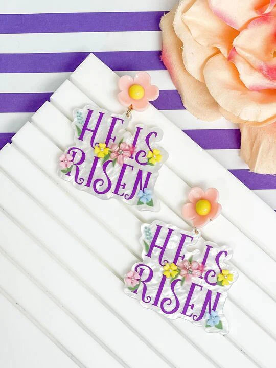 PREORDER: He Is Risen Acrylic Dangle Earrings - Kayes Boutique