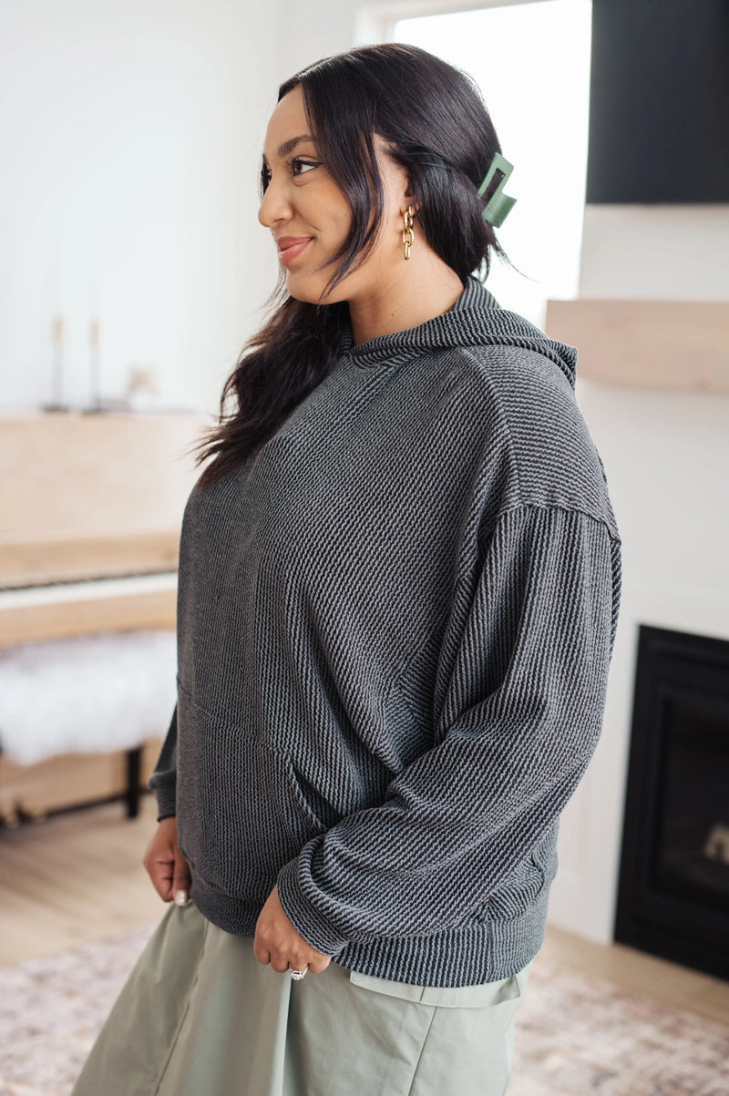 Hold That Thought Rib Knit Hoodie - Kayes Boutique