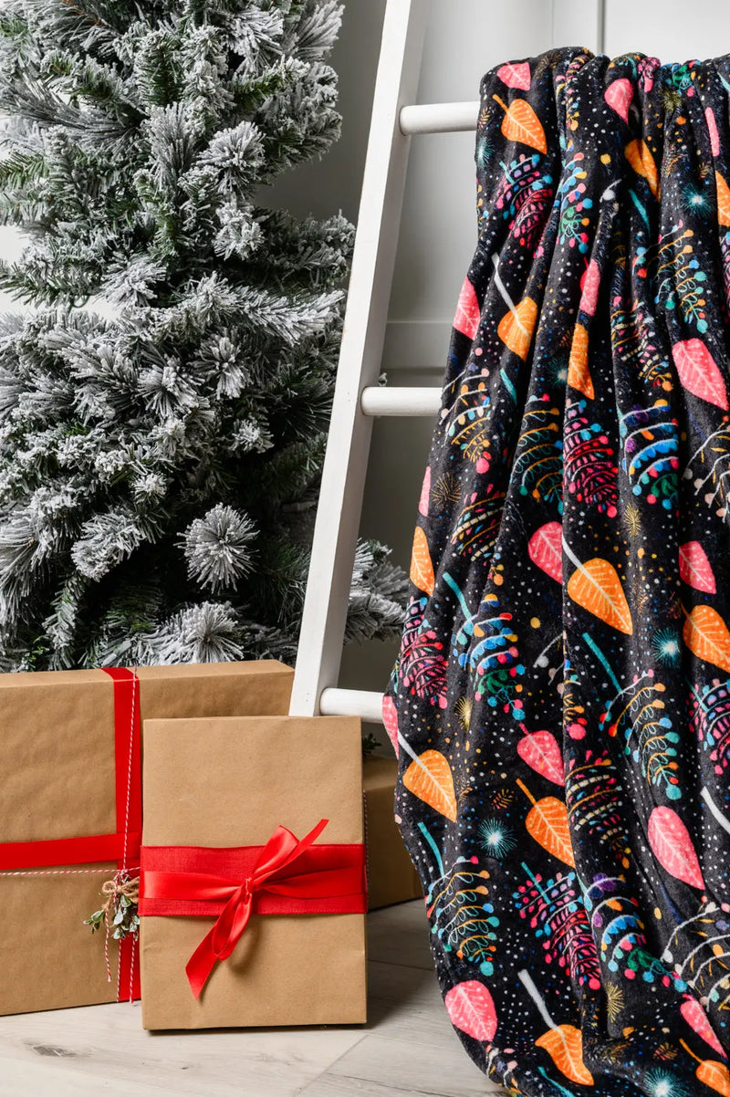Holiday Fleece Blanket in Neon Trees - Kayes Boutique