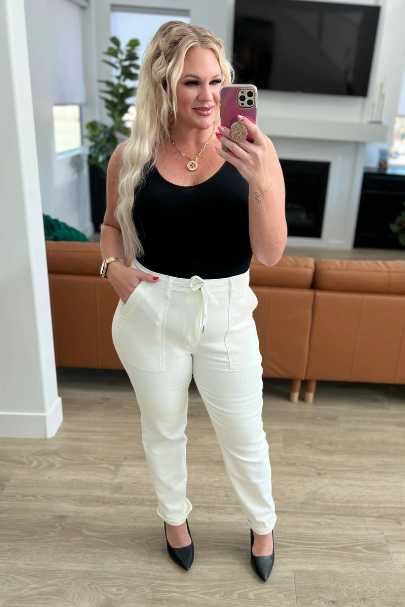 Charlene High Rise Jogger in Ecru - Kayes Boutique