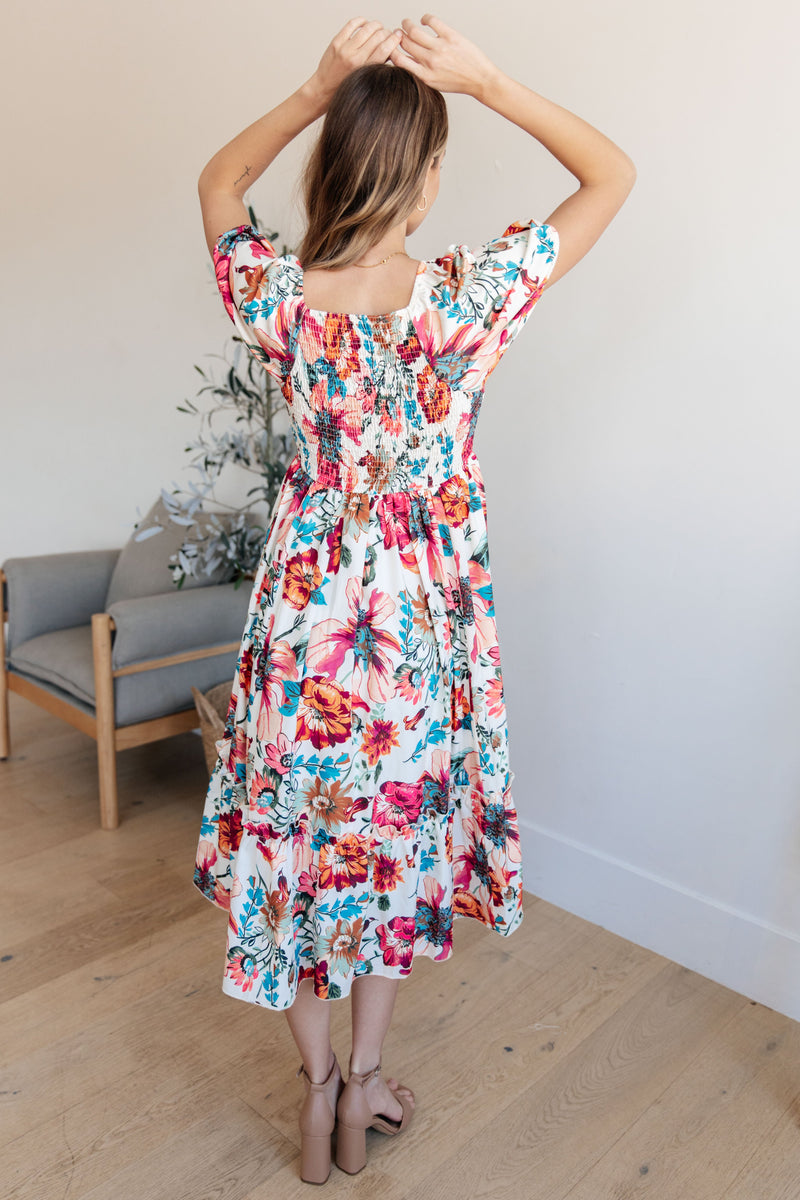 Let Me Frolic Balloon Sleeve Floral Dress - Kayes Boutique