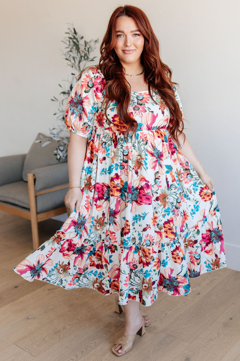 Let Me Frolic Balloon Sleeve Floral Dress - Kayes Boutique