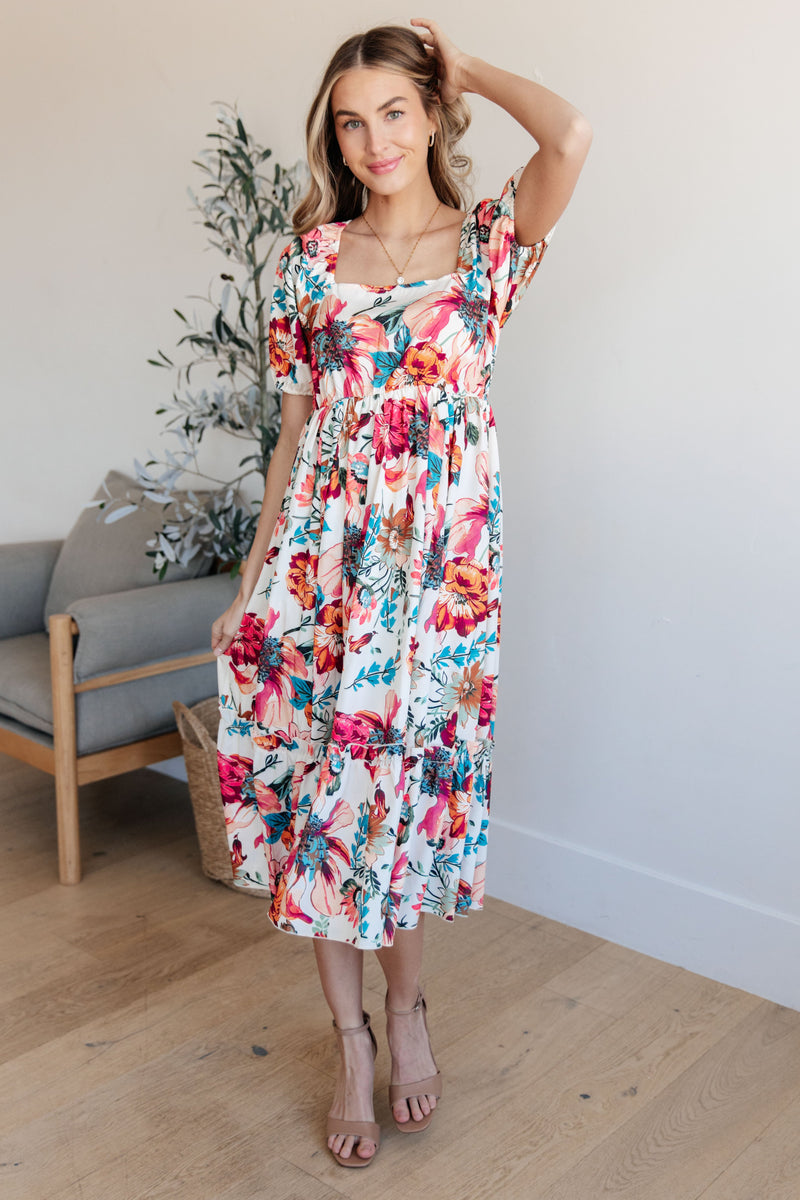 Let Me Frolic Balloon Sleeve Floral Dress - Kayes Boutique