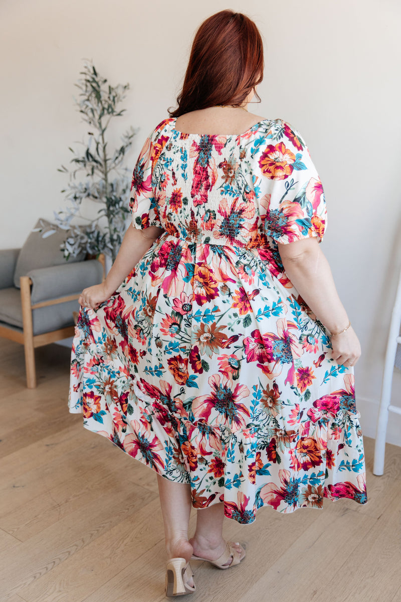 Let Me Frolic Balloon Sleeve Floral Dress - Kayes Boutique