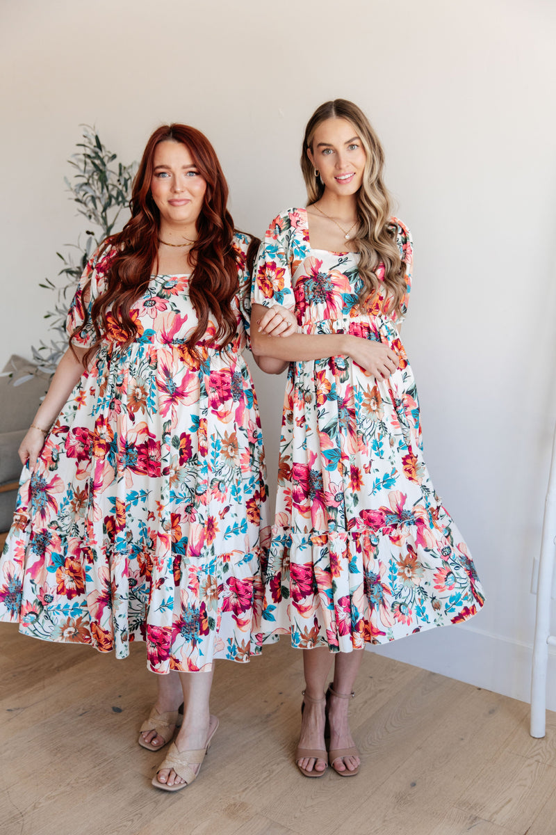 Let Me Frolic Balloon Sleeve Floral Dress - Kayes Boutique