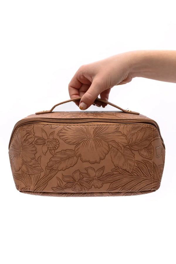 Life In Luxury Large Capacity Cosmetic Bag in Tan - Kayes Boutique