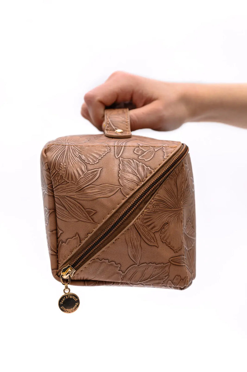 Life In Luxury Large Capacity Cosmetic Bag in Tan - Kayes Boutique