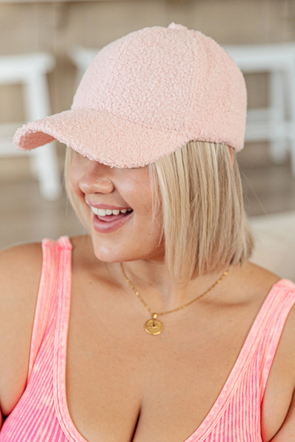 Lyla Sherpa Ball Cap in Pink - Kayes Boutique