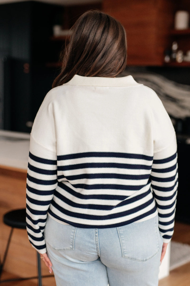Memorable Moments Striped Sweater in White - Kayes Boutique
