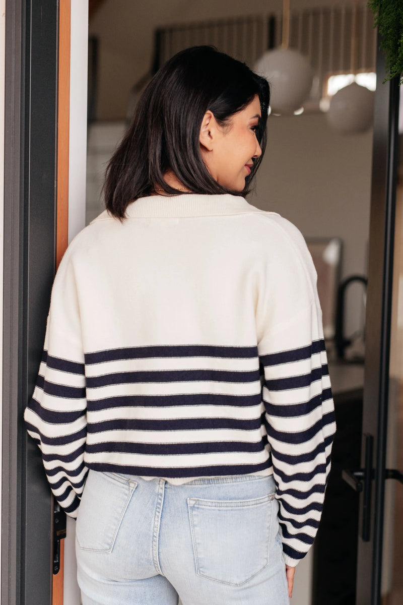 Memorable Moments Striped Sweater in White - Kayes Boutique