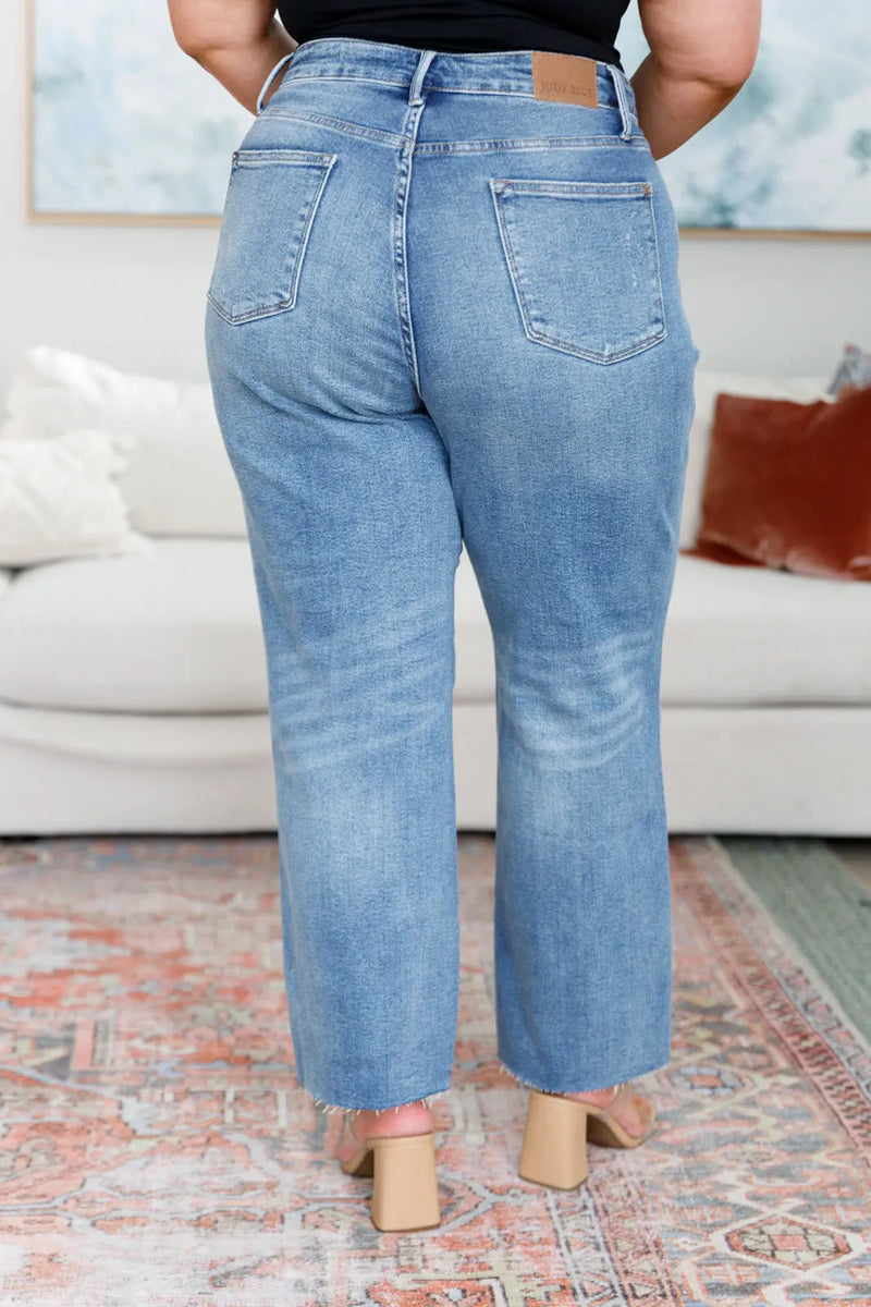Nora High Rise Rigid Magic Destroy Slim Straight Jeans - Kayes Boutique
