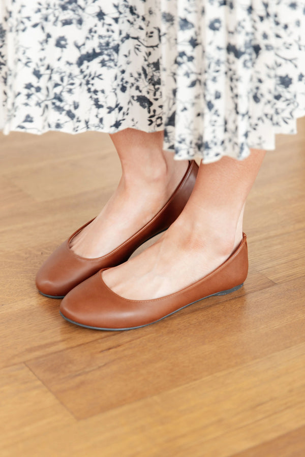 On Your Toes Ballet Flats in Camel - Kayes Boutique