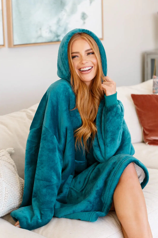 Oversized Velour Blanket Hoodie in Green - Kayes Boutique