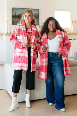 Kaye's boutique Passion in Plaid Coat in Pink