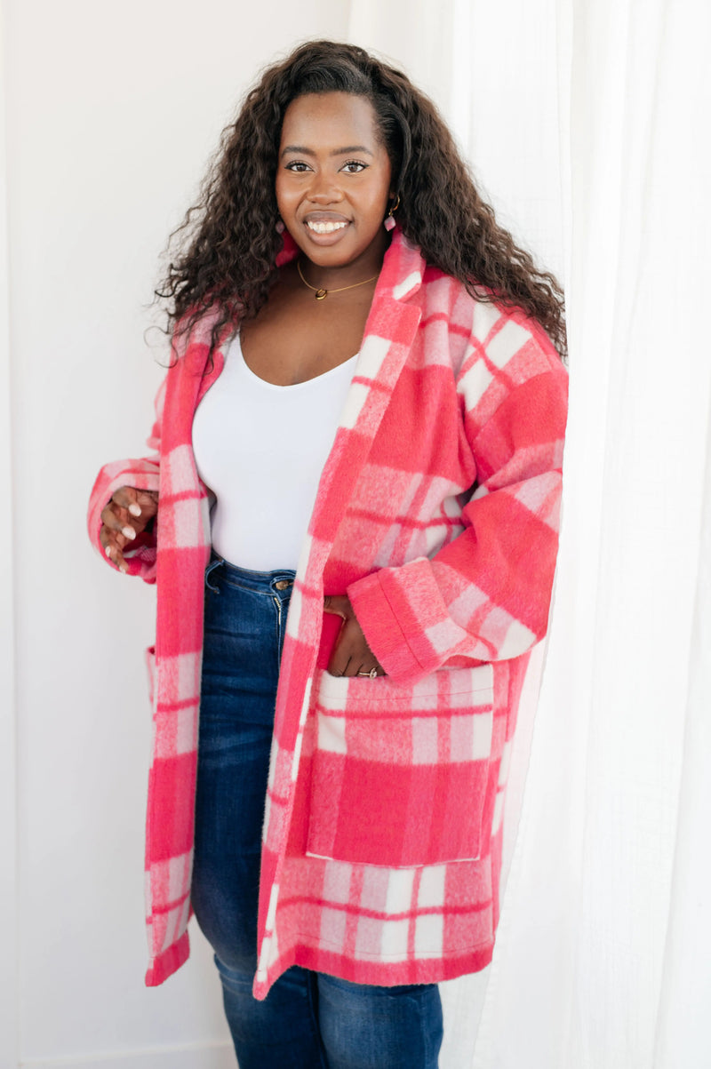 Passion in Plaid Coat in Pink - Kayes Boutique
