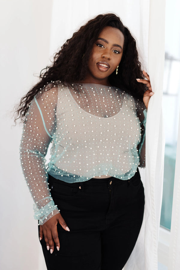 Pearl Diver Layering Top in Light Cyan - Kayes Boutique