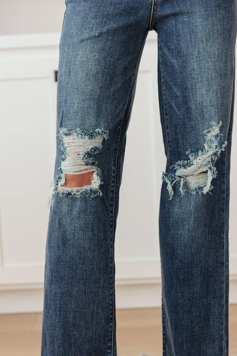 Rose High Rise 90's Straight Jeans in Dark Wash - Kayes Boutique