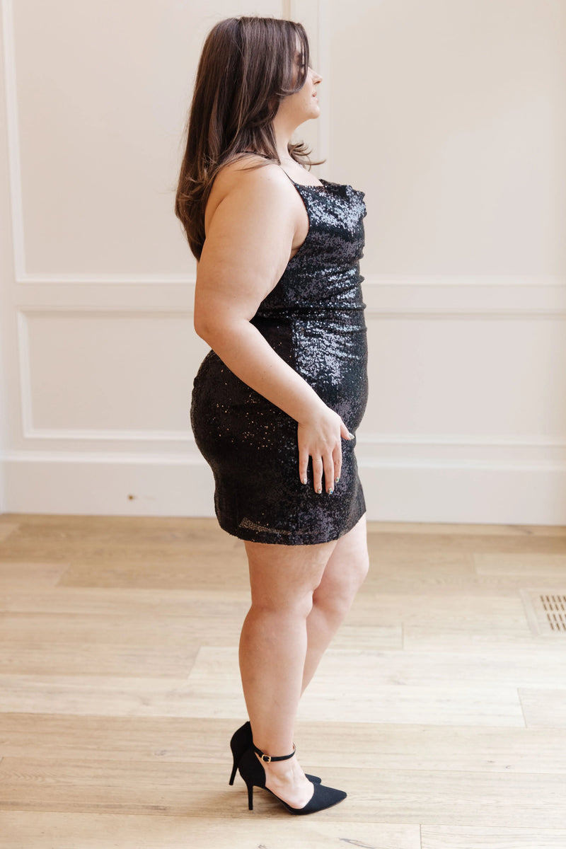 Shining in Sequins Dress in Black - Kayes Boutique