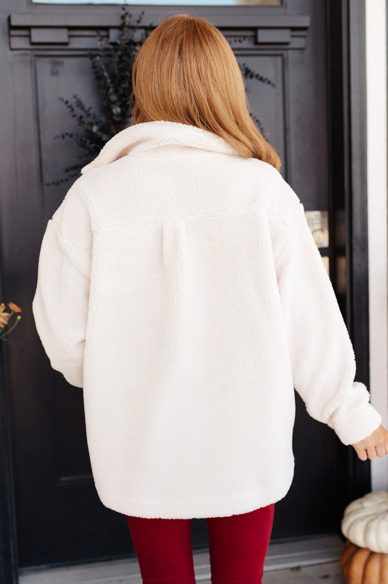 Shrouded in Sherpa Coat in White - Kayes Boutique