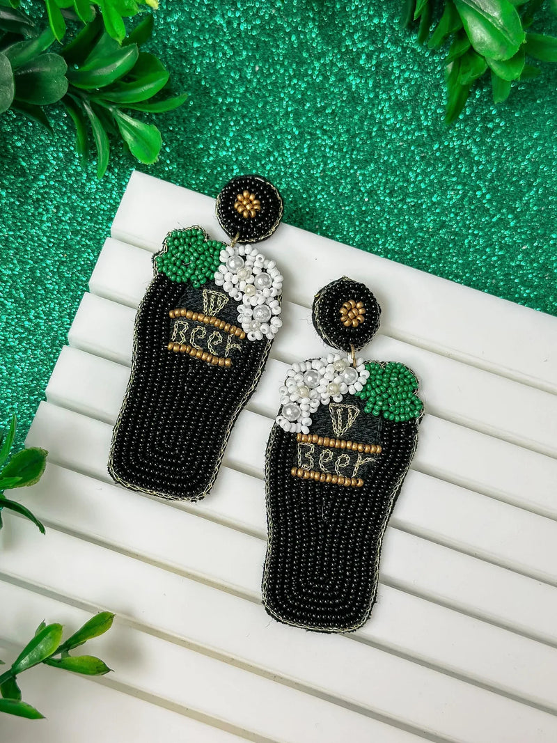 PREORDER: St. Paddy’s Beer Beaded Dangle Earrings - Kayes Boutique