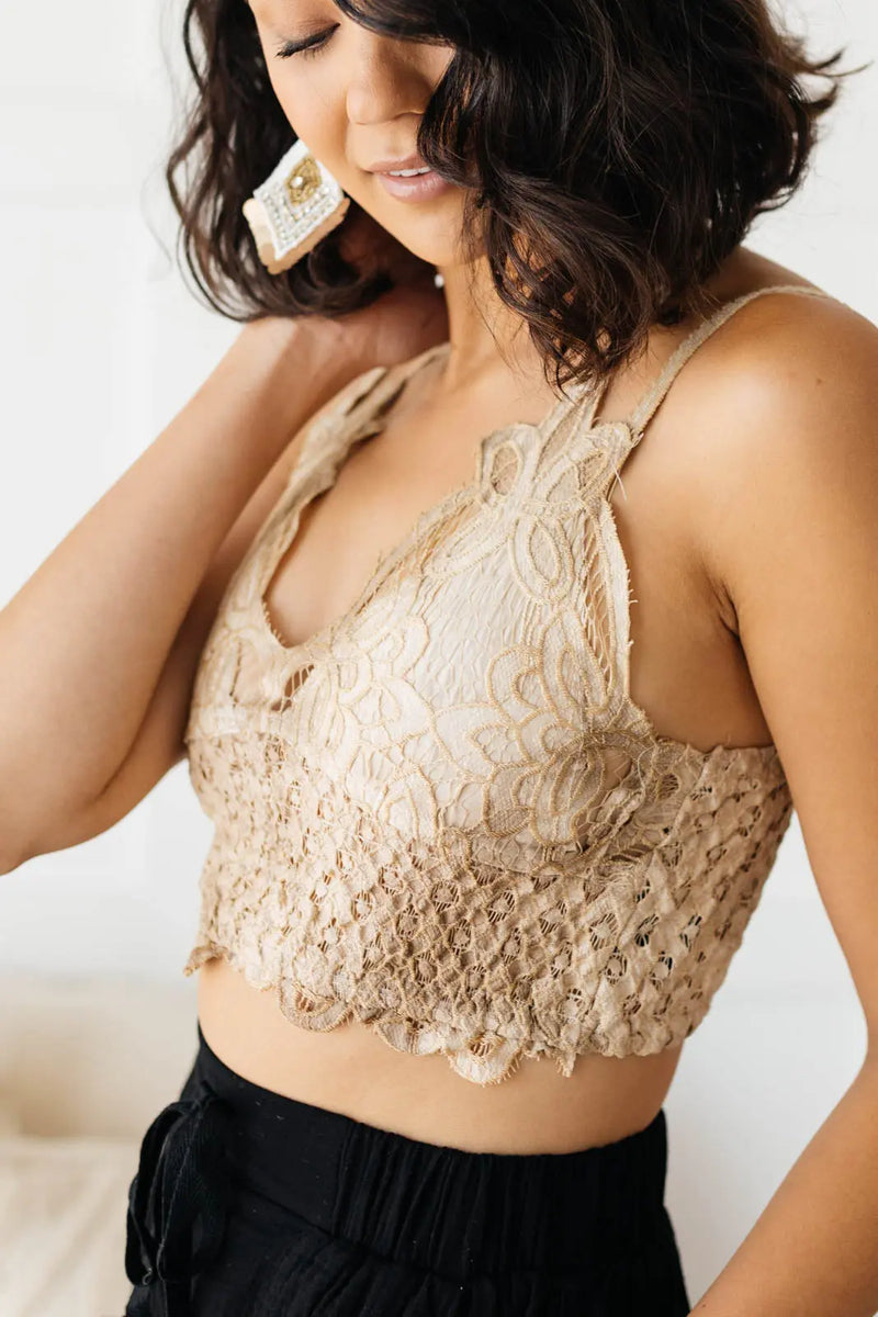 Live In Lace Bralette in Taupe - Kayes Boutique