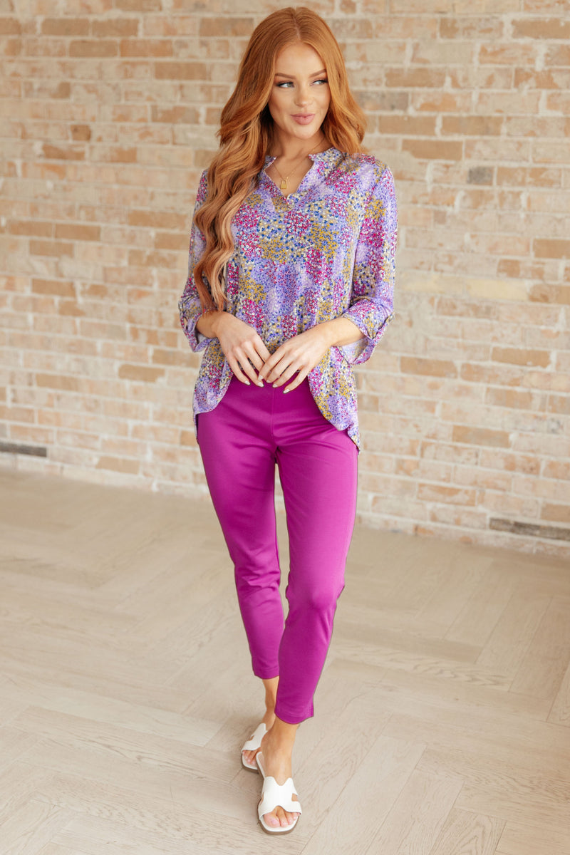 Magic Ankle Crop Skinny Pants in Spring Magenta - Kayes Boutique