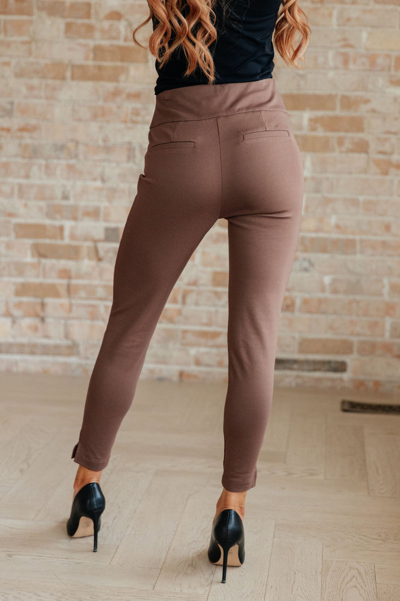 Magic Ankle Crop Skinny Pants in Dark Brown - Kayes Boutique